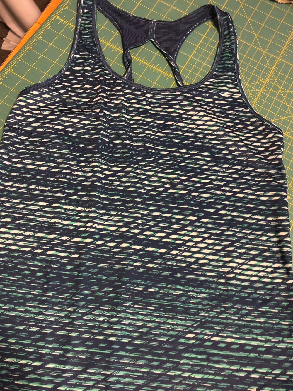 Under Armour Navy Striped Racerback Tank with Mint Accents